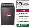 Lavadora LG carga superior 16kg gris oscuro