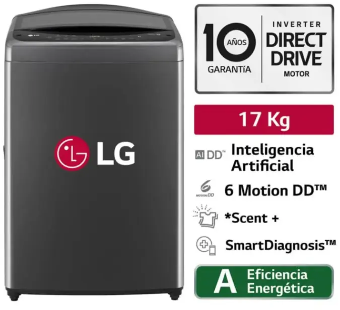 lavadora LG 17 kg AI DD inteligencia artificial