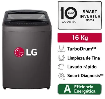 [WT16BVTB] Lavadora LG carga superior 16kg gris oscuro